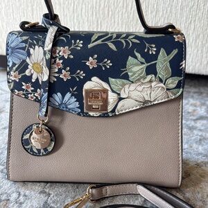 Dune London Floral Navy and Taupe Shoulder Bag